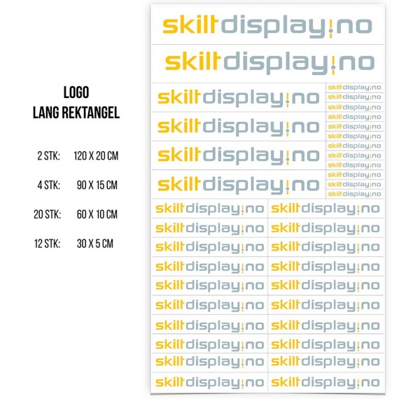 Selvklebende logopakke med lang og smal logo